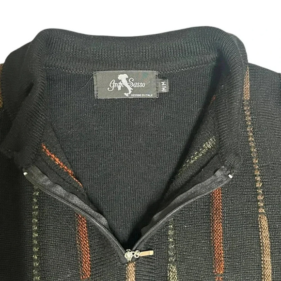 Gran Sasso Wool Sweater Quarter Zip Italy Medium Soprano Mafia Old Money - Picture 3 of 10